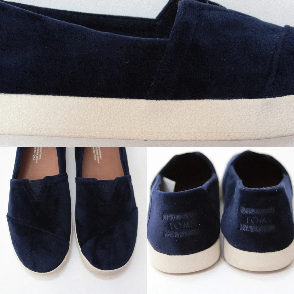 TOMS Avalon Navy Velvet Slip-On Sneakers